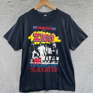 VINTAGE Slaughter Shirt Mens Large 1991 School Spirt Z100 Three Musketeers